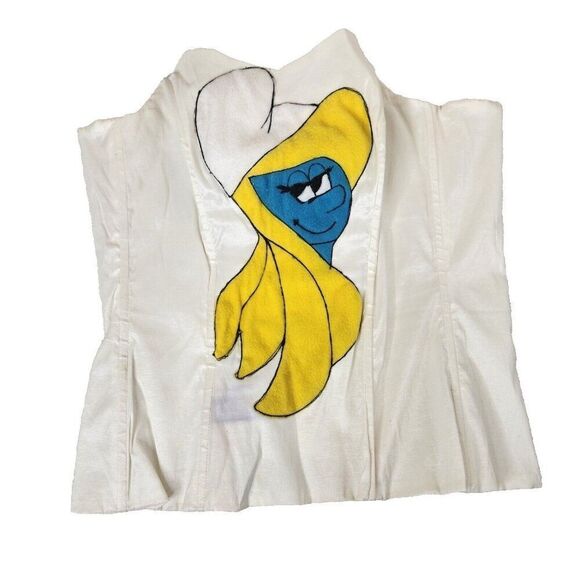 Vintage Smurf Smurfette Lace Up Over Bust Corset Top White Womens M Cosplay